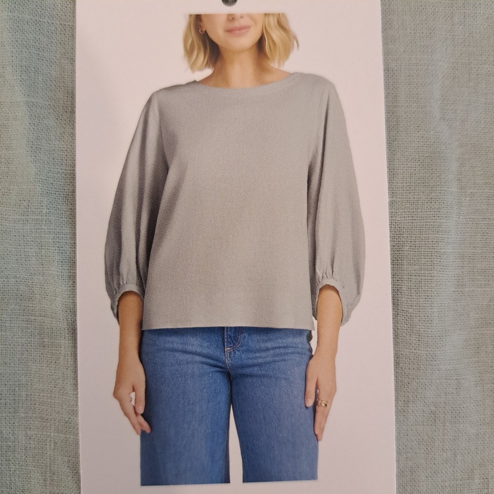 Matty M Womens Blouse M Sage NWT Linen Rayon Balloon Sleeve 1865-224